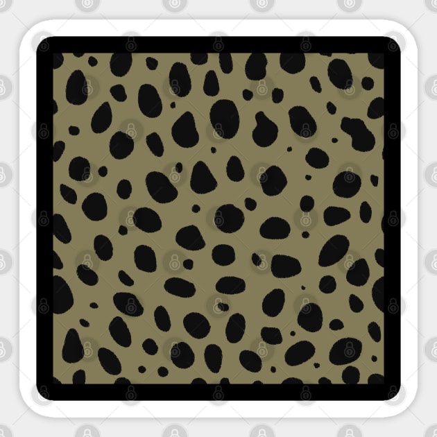 Olive Green and Black Cheetah Print Animal Print - Khaki Green Sticker by YourGoods